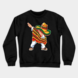 Dabbing Mexican Poncho Cinco de Mayo Men Boys Sombrero Dab Crewneck Sweatshirt